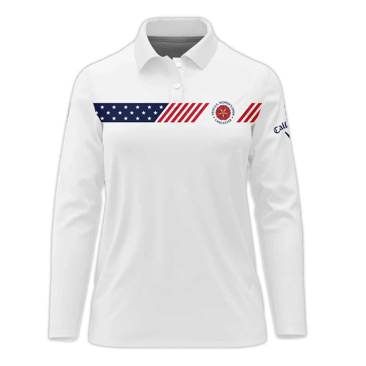 Golf American Flag White Callaway 79th U.S. Women’s Open Lancaster Long Polo Shirt