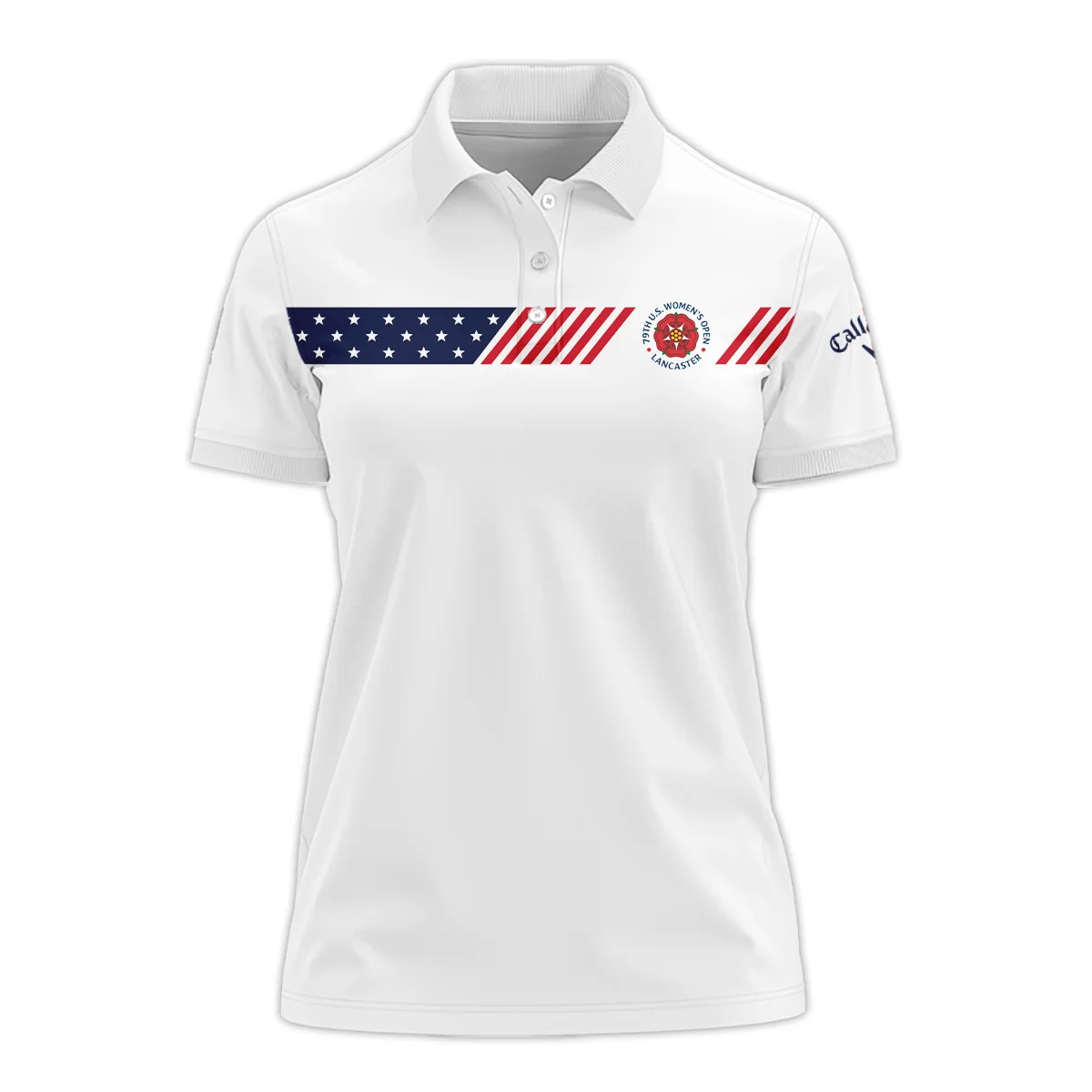 Golf American Flag White Callaway 79th U.S. Women’s Open Lancaster Short Polo Shirt