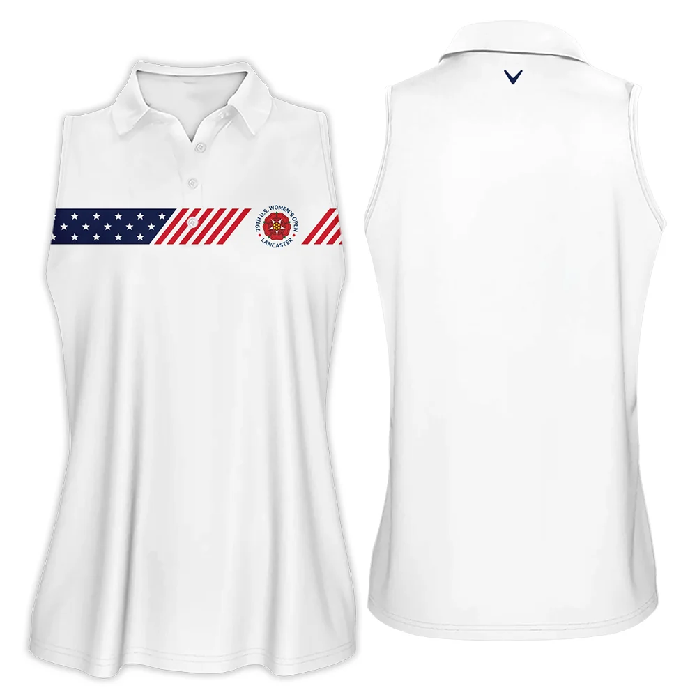 Golf American Flag White Callaway 79th U.S. Women’s Open Lancaster Sleeveless Polo Shirt