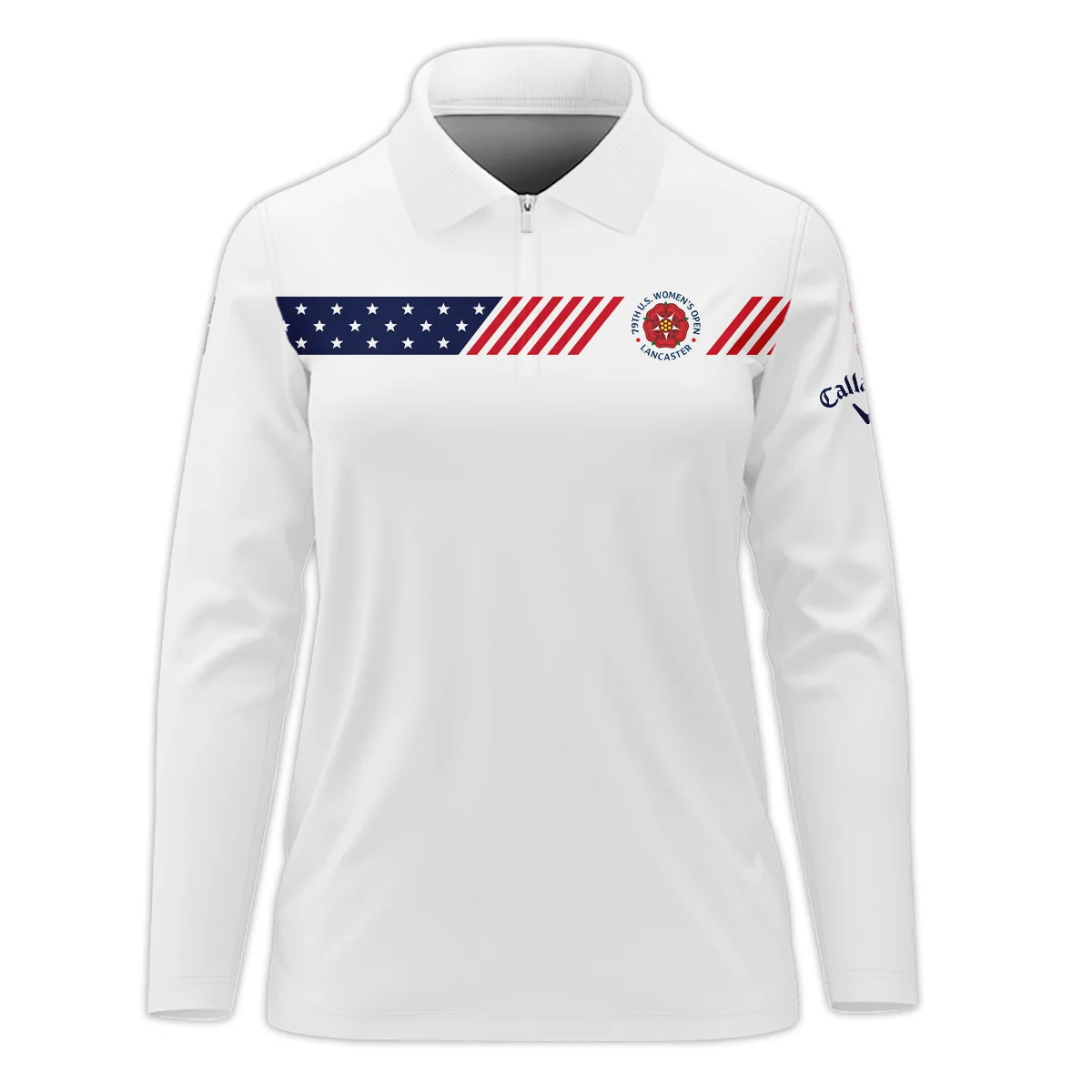 Golf American Flag White Callaway 79th U.S. Women’s Open Lancaster Zipper Long Polo Shirt