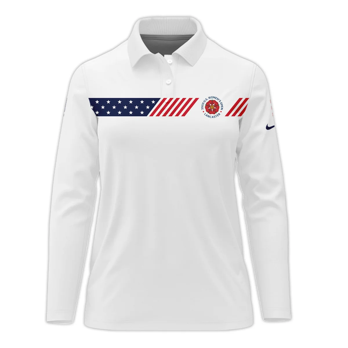 Golf American Flag White Nike 79th U.S. Women’s Open Lancaster Long Polo Shirt