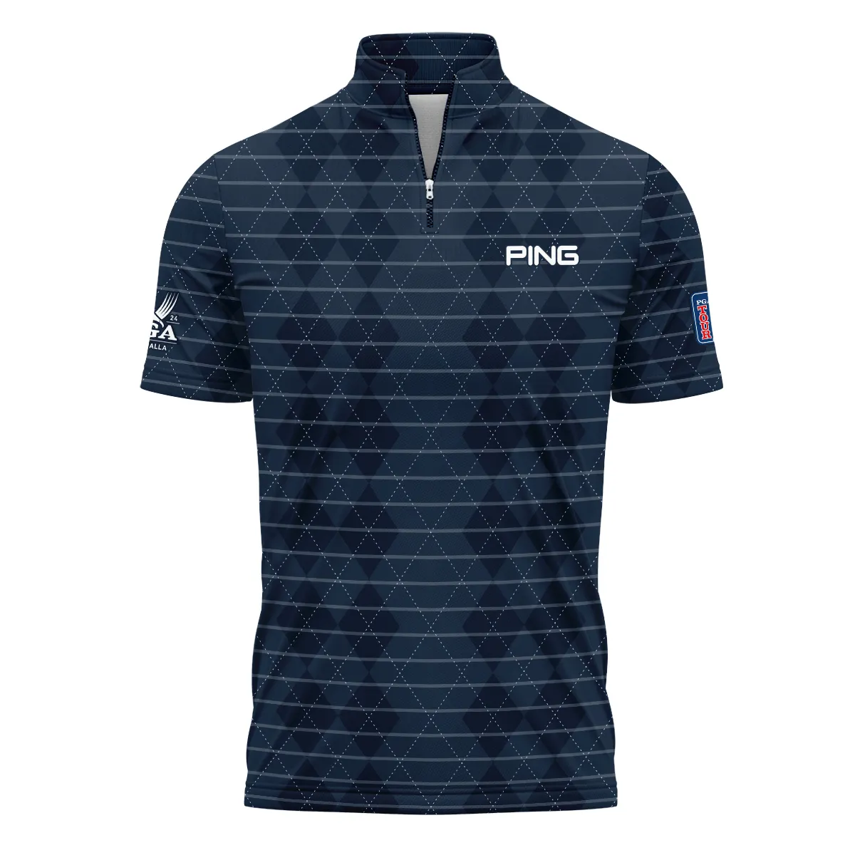 Golf Argyle Pattern 2024 PGA Championship Valhalla Ping Quarter-Zip Polo Shirt