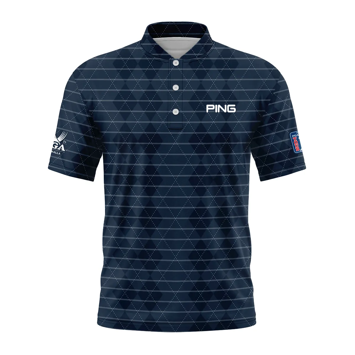 Golf Argyle Pattern 2024 PGA Championship Valhalla Ping Style Classic, Short Sleeve Round Neck Polo Shirt