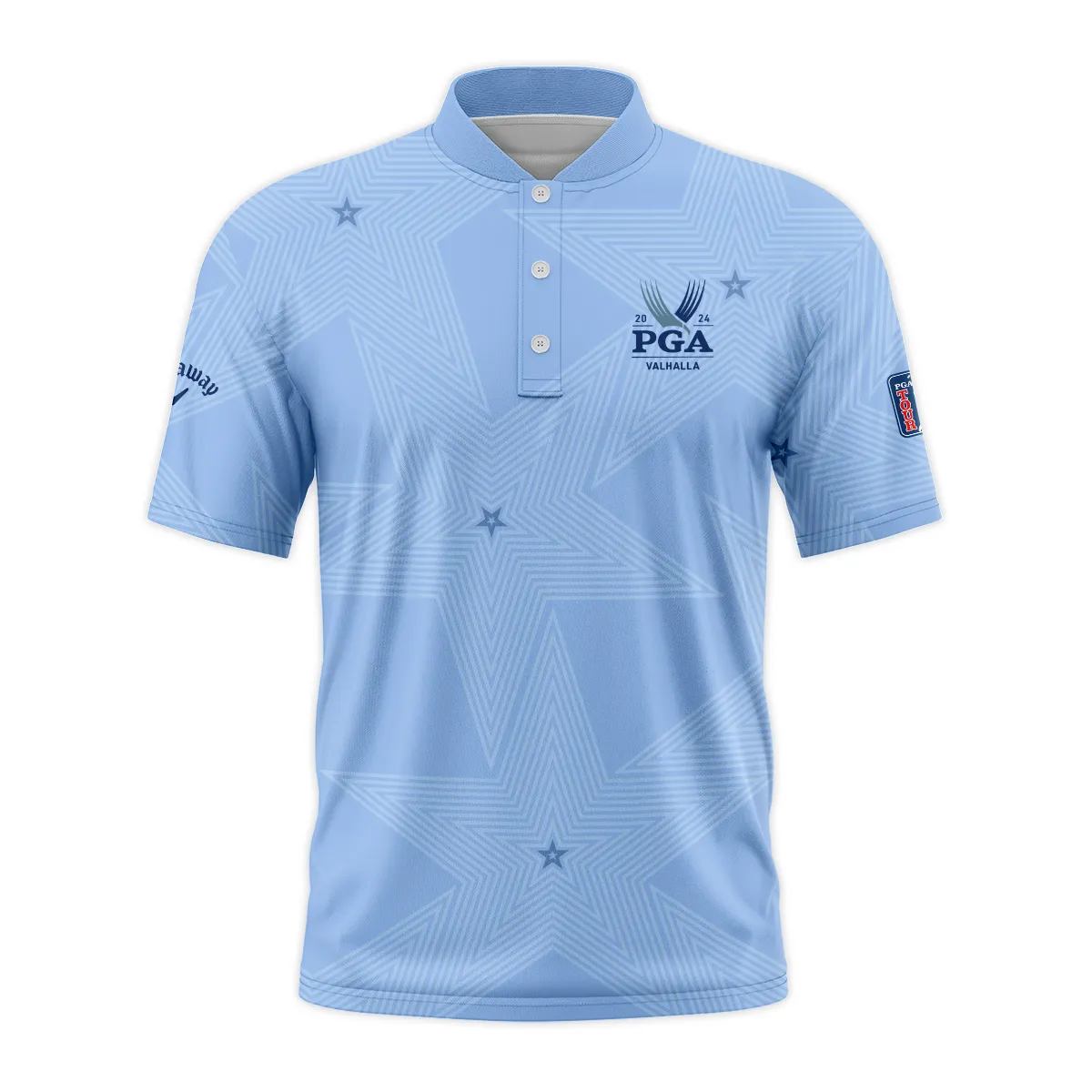 Golf Blue Color Star Pattern 2024 PGA Championship Valhalla Callaway Style Classic, Short Sleeve Round Neck Polo Shirt