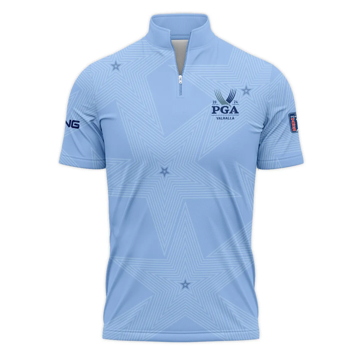 Golf Blue Color Star Pattern 2024 PGA Championship Valhalla Ping Quarter-Zip Polo Shirt