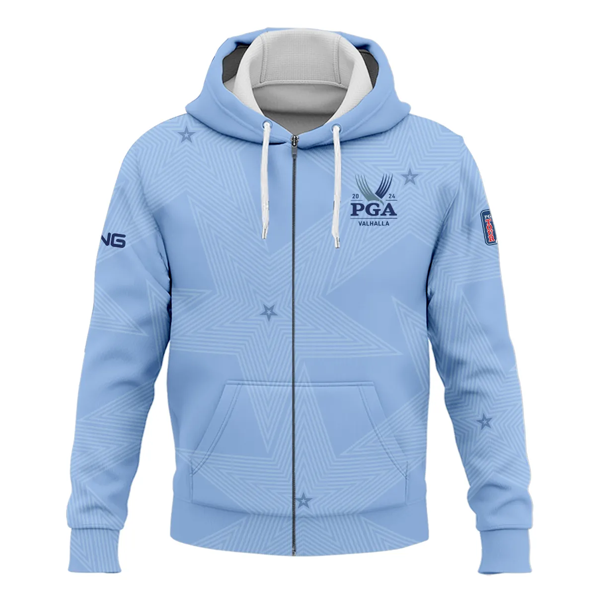 Golf Blue Color Star Pattern 2024 PGA Championship Valhalla Ping Zipper Hoodie Shirt Style Classic