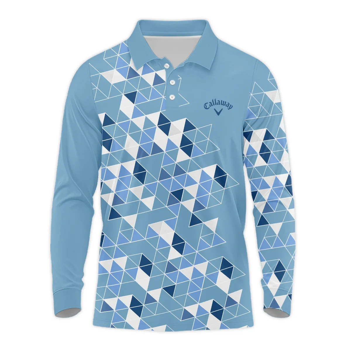 Golf Blue Geometric Mosaic Pattern 2024 PGA Championship Valhalla Callaway Long Polo Shirt Style Classic