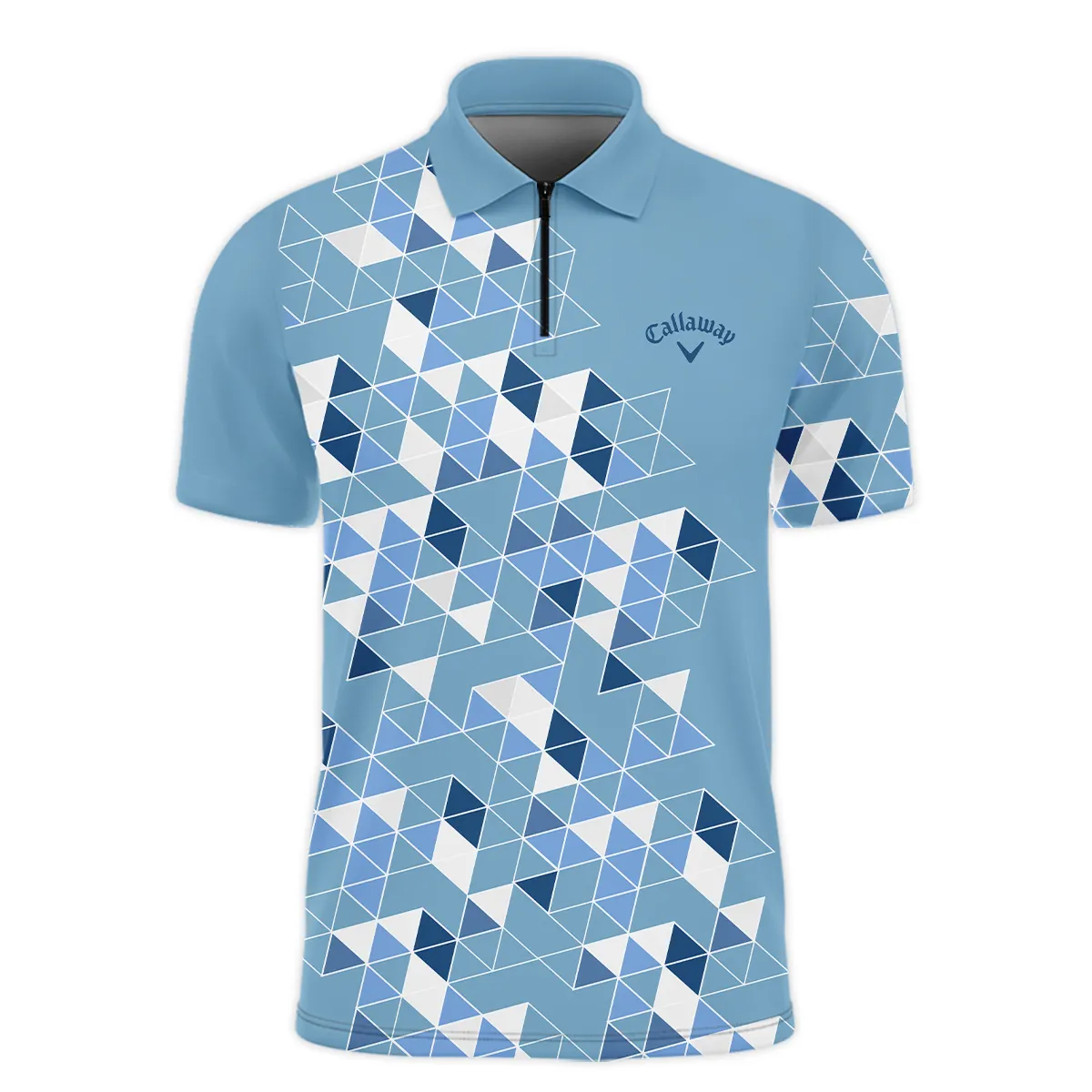 Golf Blue Geometric Mosaic Pattern 2024 PGA Championship Valhalla Callaway Zipper Polo Shirt Style Classic