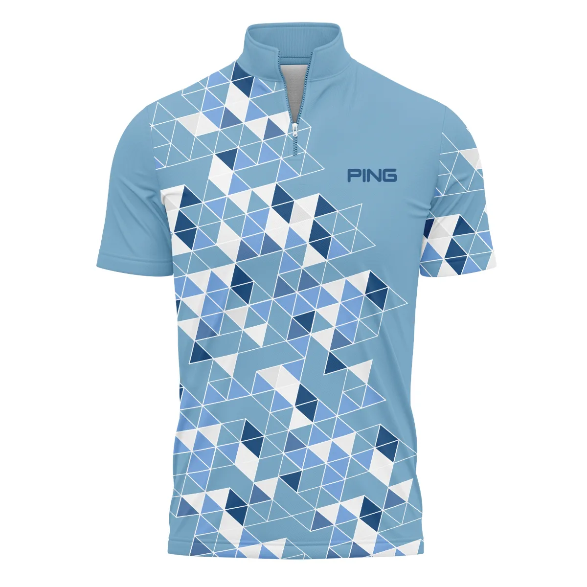 Golf Blue Geometric Mosaic Pattern 2024 PGA Championship Valhalla Ping Quarter-Zip Polo Shirt