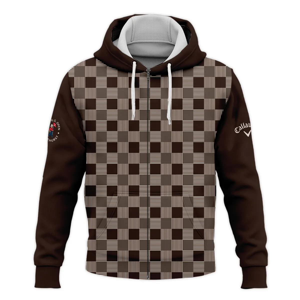 Golf Brown Square Pattern 124th U.S. Open Pinehurst Callaway Zipper Hoodie Shirt Style Classic