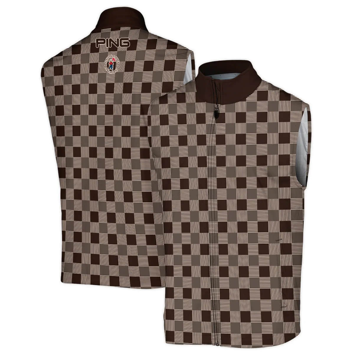 Golf Brown Square Pattern 124th U.S. Open Pinehurst Ping Sleeveless Jacket Style Classic