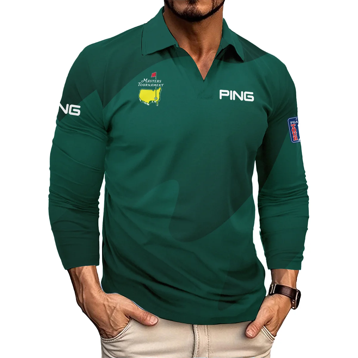 Golf For Sublimation Sport Green Masters Tournament Ping Vneck Long Polo Shirt Style Classic Long Polo Shirt For Men