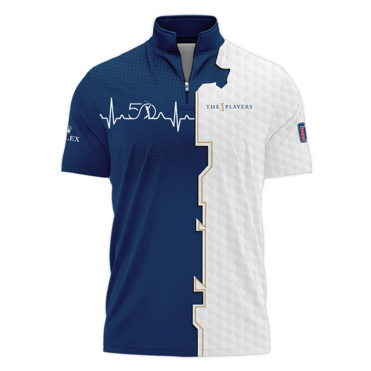 Golf Heart Beat Navy Blue THE PLAYERS Championship Rolex Style Classic, Short Sleeve Polo Shirts Quarter-Zip Casual Slim Fit Mock Neck Basic