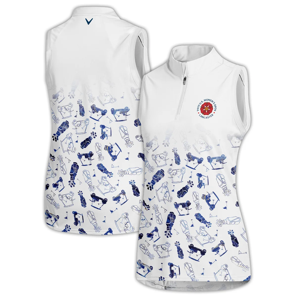 Golf Icon Abstract Pattern 79th U.S. Women’s Open Lancaster Callaway Quater Zip Sleeveless Polo Shirt