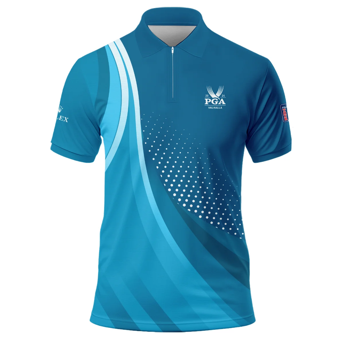 Golf Love Sport Color Blue 2024 PGA Championship Valhalla Rolex Zipper Polo Shirt Style Classic Zipper Polo Shirt For Men