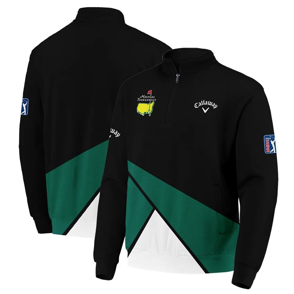 Golf Masters Tournament Callaway Quarter-Zip Jacket Black And Green Golf Sports All Over Print Quarter-Zip Jacket