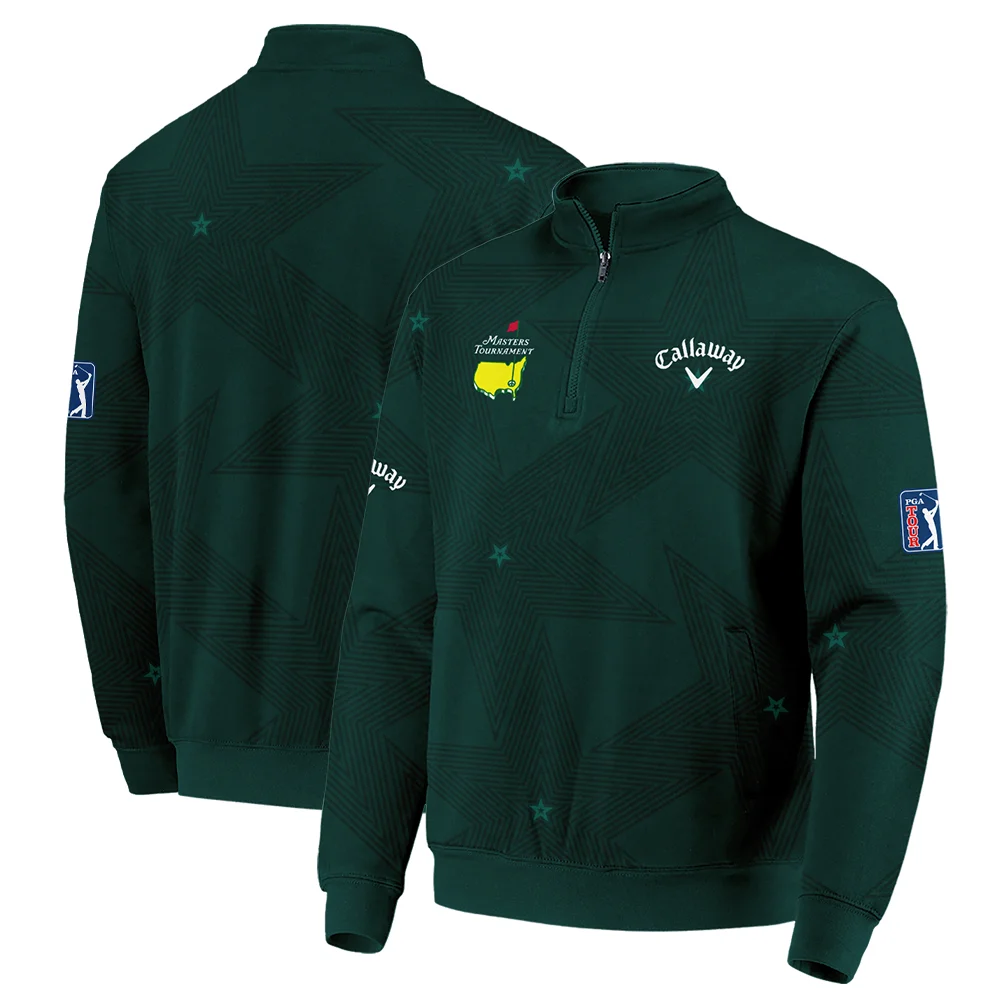 Golf Masters Tournament Callaway Quarter-Zip Jacket Stars Dark Green Golf Sports All Over Print Quarter-Zip Jacket