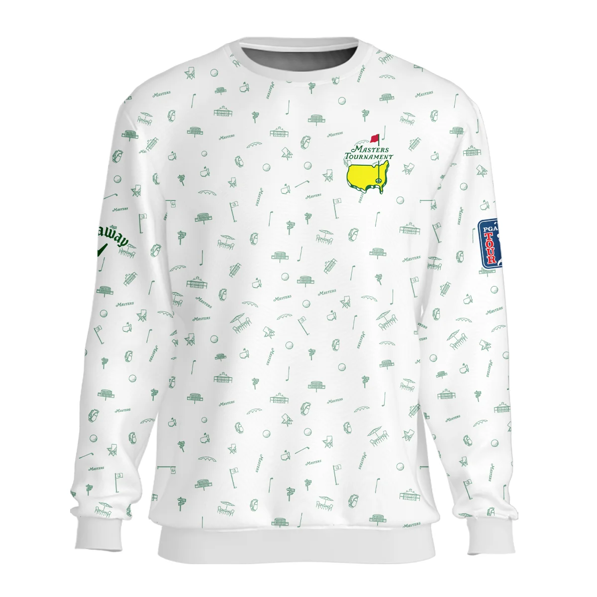 Golf Masters Tournament Callaway Unisex Sweatshirt Augusta Icons Pattern White Green Golf Sports All Over Print Sweatshirt