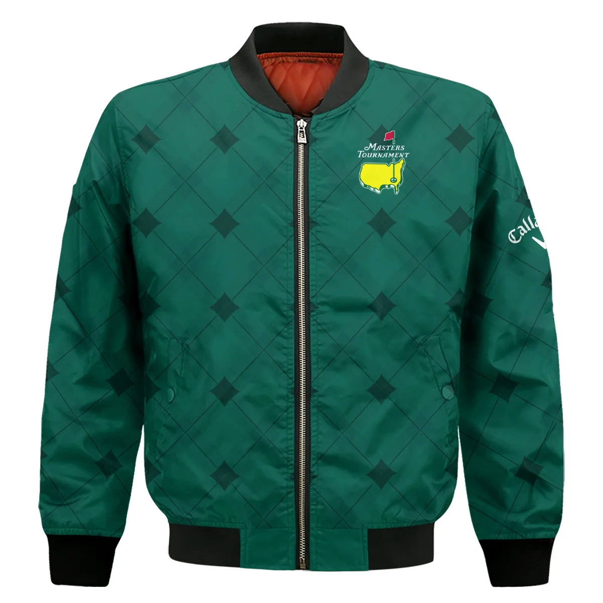 Golf Masters Tournament Green Argyle Pattern Callaway Bomber Jacket Style Classic Bomber Jacket