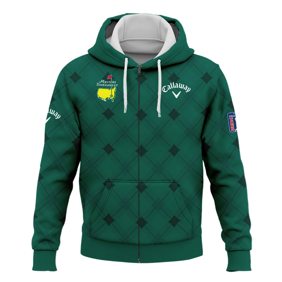 Golf Masters Tournament Green Argyle Pattern Callaway Zipper Hoodie Shirt Style Classic Zipper Hoodie Shirt