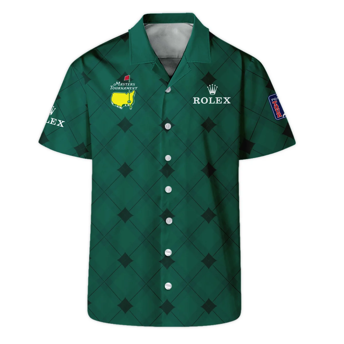 Golf Masters Tournament Green Argyle Pattern Rolex Hawaiian Shirt Style Classic Oversized Hawaiian Shirt