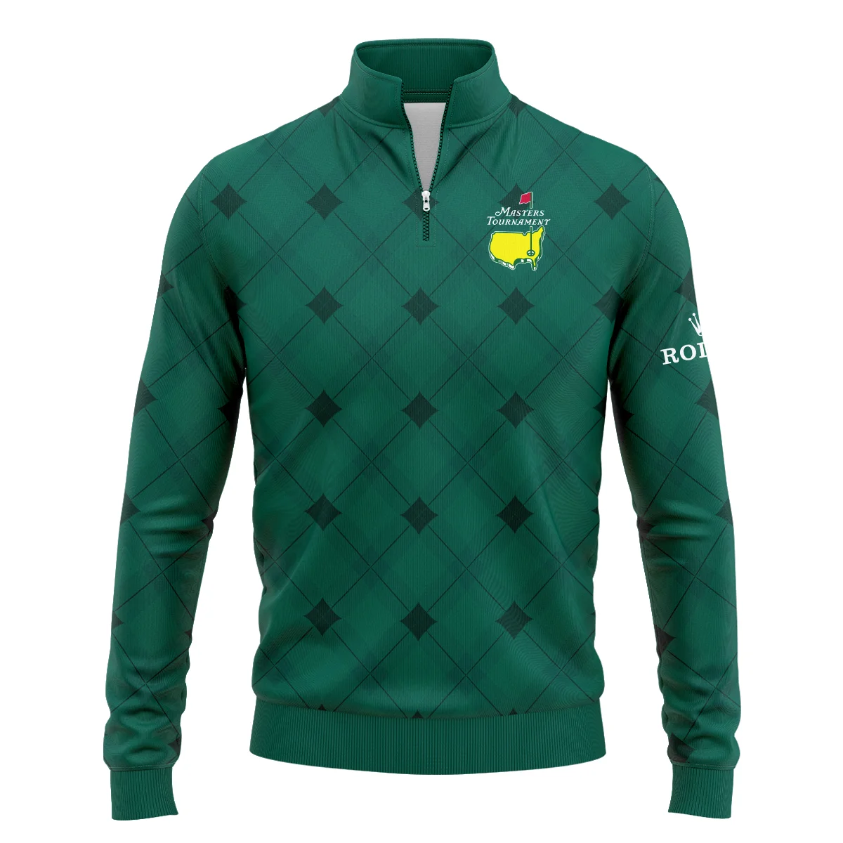 Golf Masters Tournament Green Argyle Pattern Rolex Quarter-Zip Jacket Style Classic Quarter-Zip Jacket