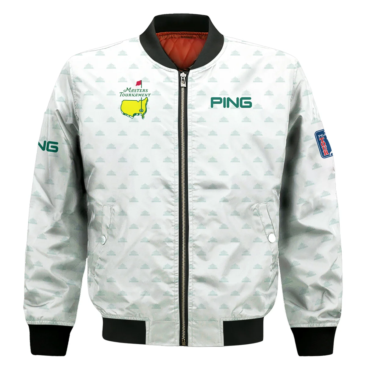 Golf Masters Tournament Ping Bomber Jacket Cup Pattern White Green Golf Sports All Over Print Bomber Jacket