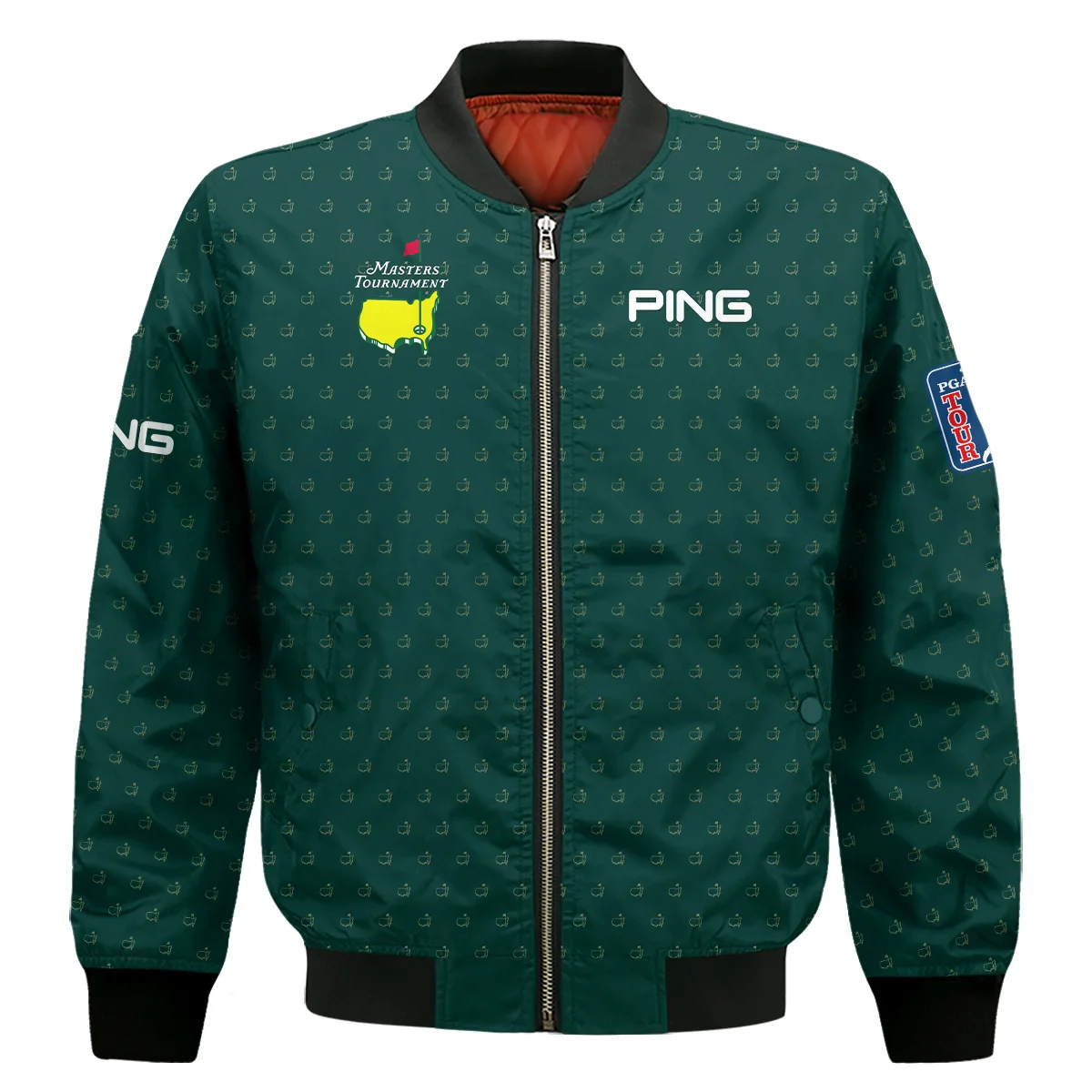 Golf Masters Tournament Ping Bomber Jacket Logo Pattern Gold Green Golf Sports All Over Print Bomber Jacket