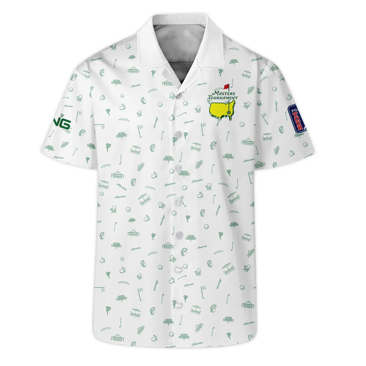 Golf Masters Tournament Ping Hawaiian Shirt Augusta Icons Pattern White Green Golf Sports All Over Print Oversized Hawaiian Shirt