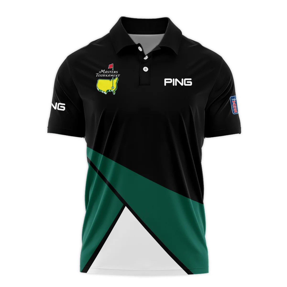 Golf Masters Tournament Ping Polo Shirt Black And Green Golf Sports All Over Print Polo Shirt For Men