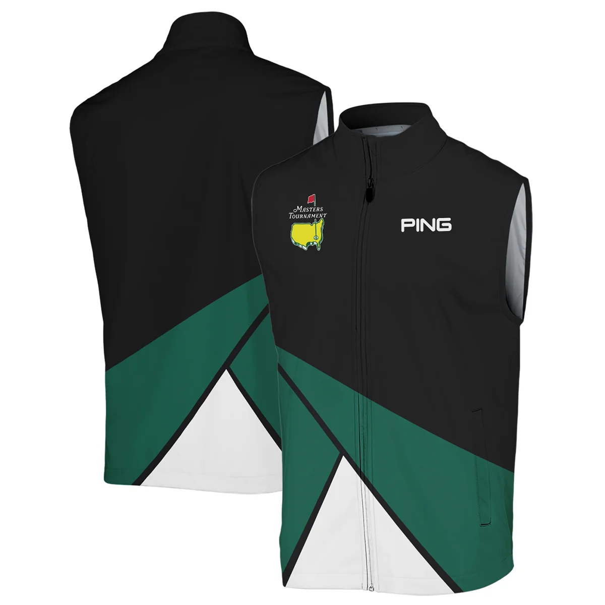 Golf Masters Tournament Ping Sleeveless Jacket Black And Green Golf Sports All Over Print Sleeveless Jacket