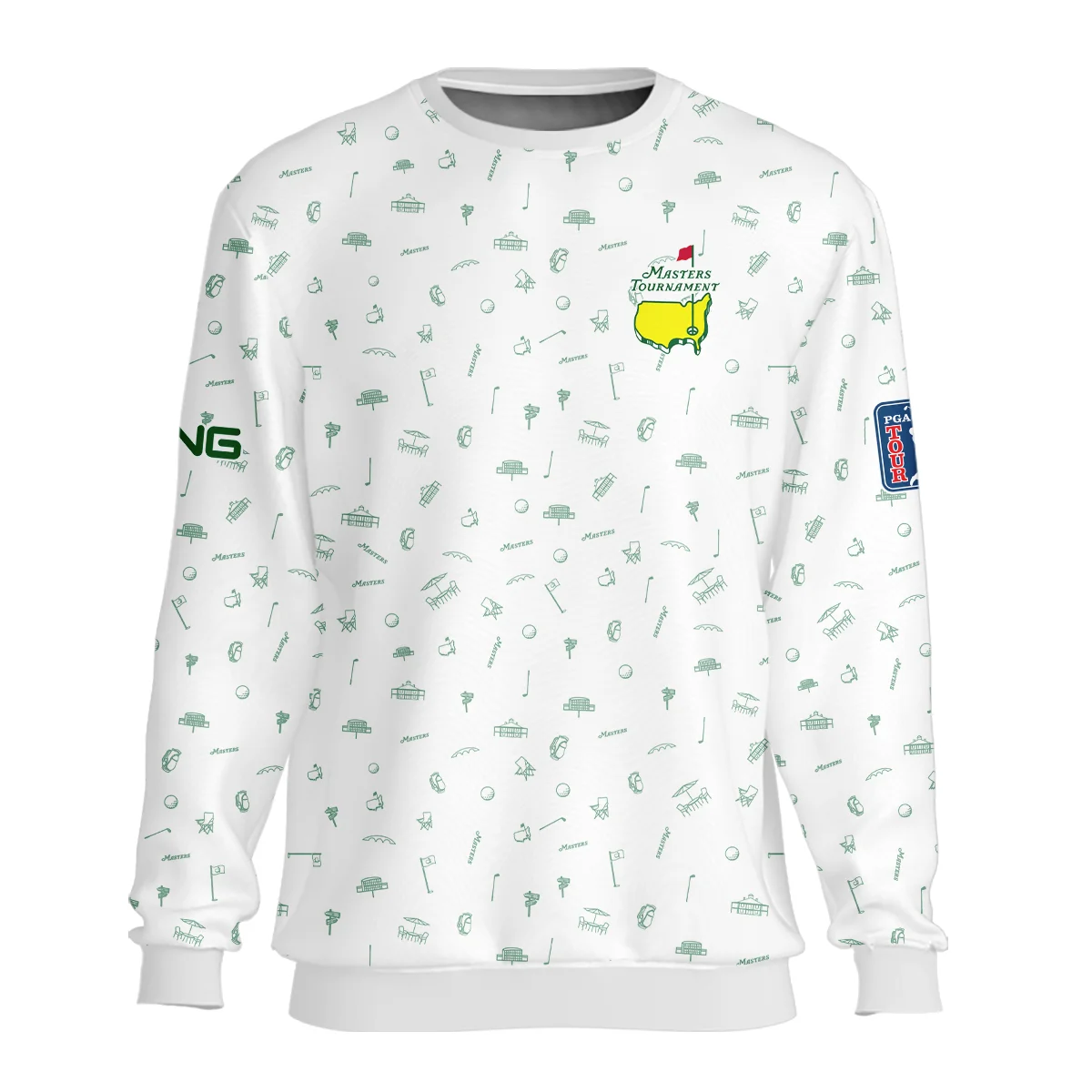 Golf Masters Tournament Ping Unisex Sweatshirt Augusta Icons Pattern White Green Golf Sports All Over Print Sweatshirt