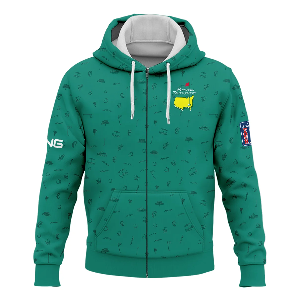 Golf Masters Tournament Ping Zipper Hoodie Shirt Augusta Icons Pattern Green Golf Sports All Over Print Zipper Hoodie Shirt