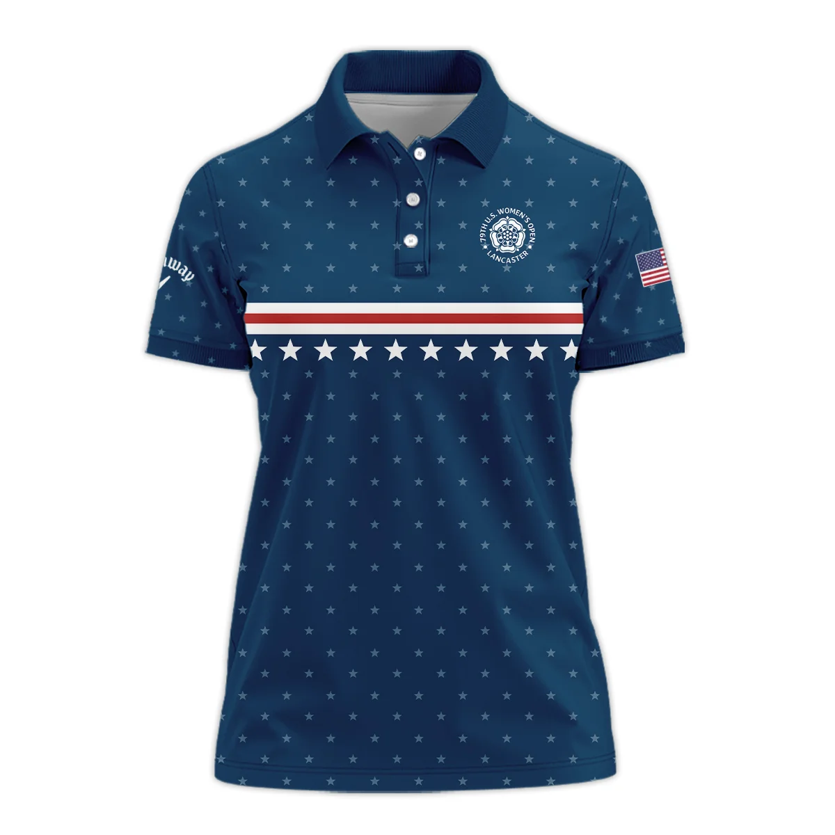 Golf Navy Blue Star American Callaway 79th U.S. Women’s Open Lancaster Short Polo Shirt