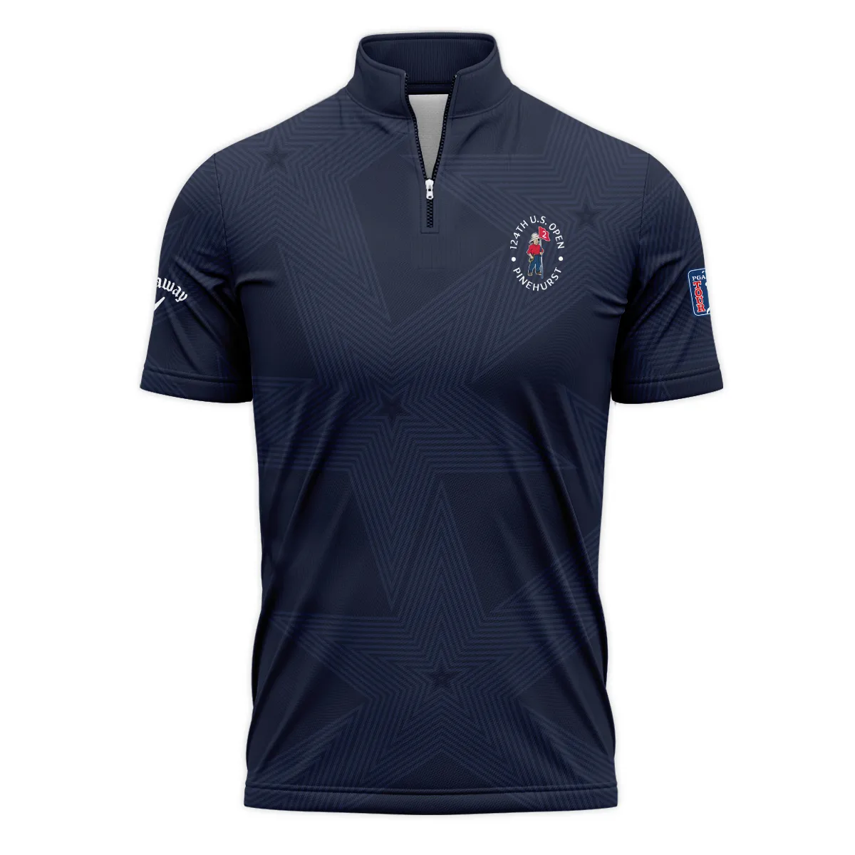 Golf Navy Color Star Pattern 124th U.S. Open Pinehurst Callaway Quarter-Zip Polo Shirt