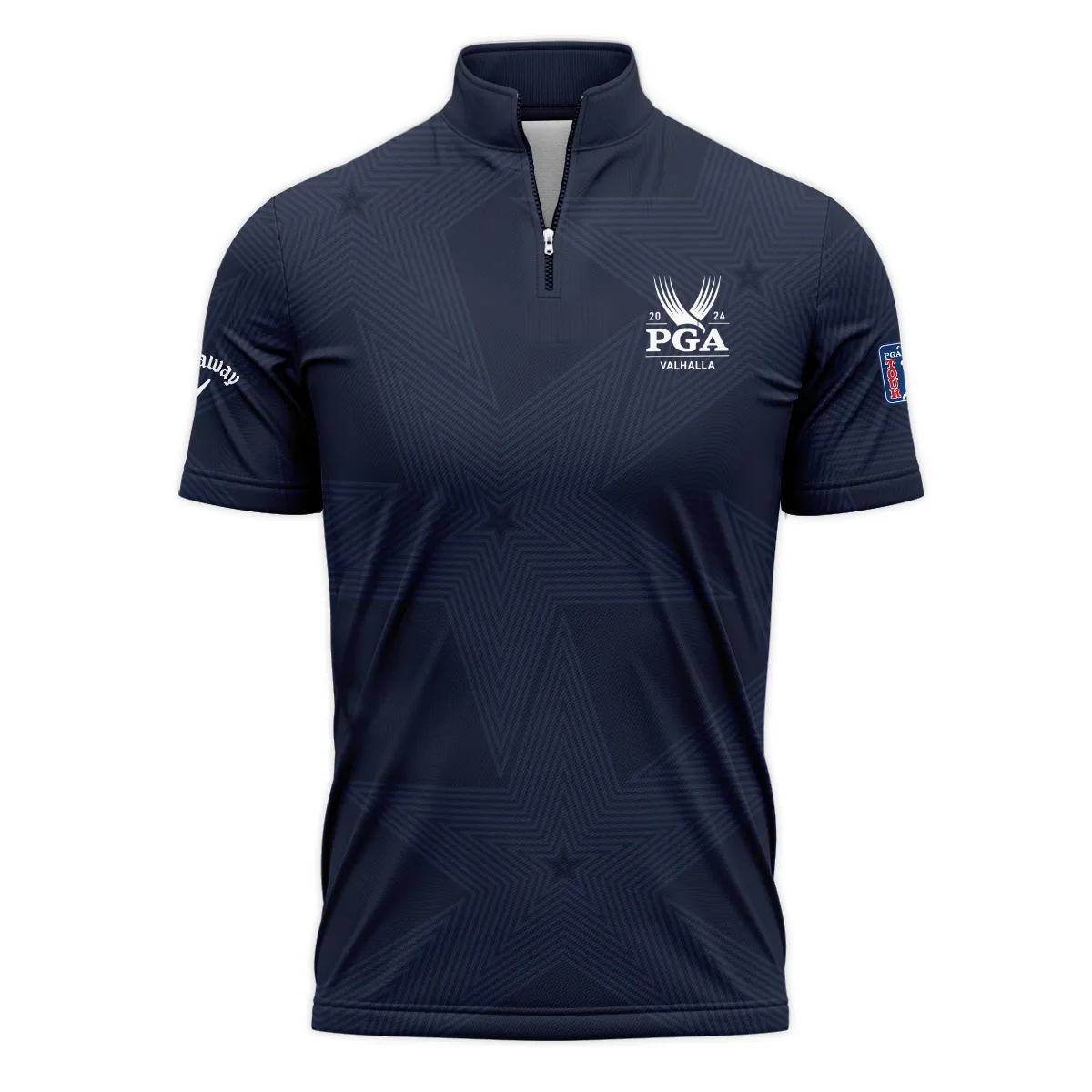 Golf Navy Color Star Pattern 2024 PGA Championship Valhalla Callaway Quarter-Zip Polo Shirt