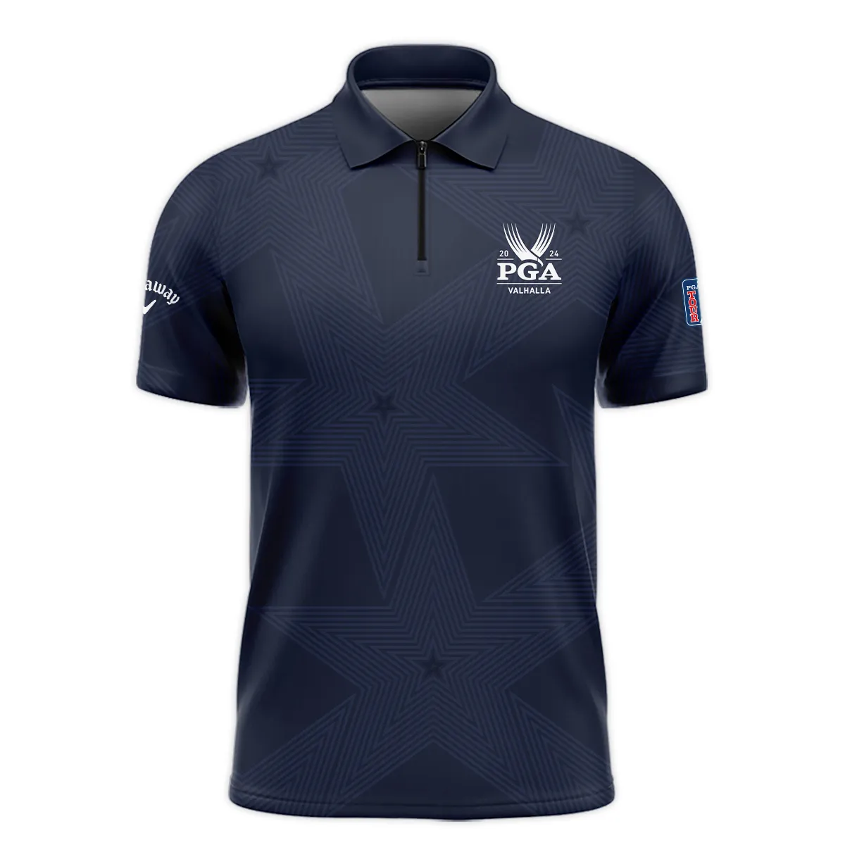 Golf Navy Color Star Pattern 2024 PGA Championship Valhalla Callaway Zipper Polo Shirt Style Classic