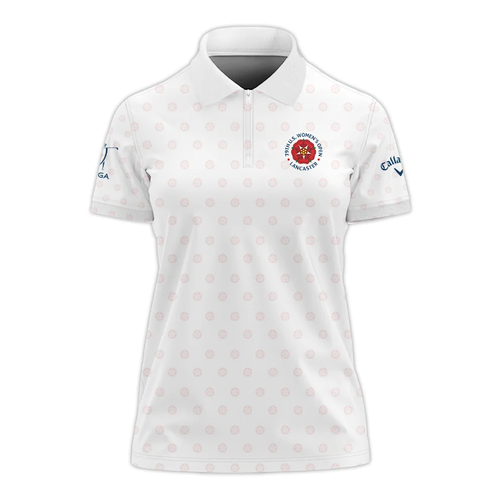 Golf Pattern 79th U.S. Women’s Open Lancaster Callaway Zipper Polo Shirt White Color All Over Print Zipper Polo Shirt For Woman