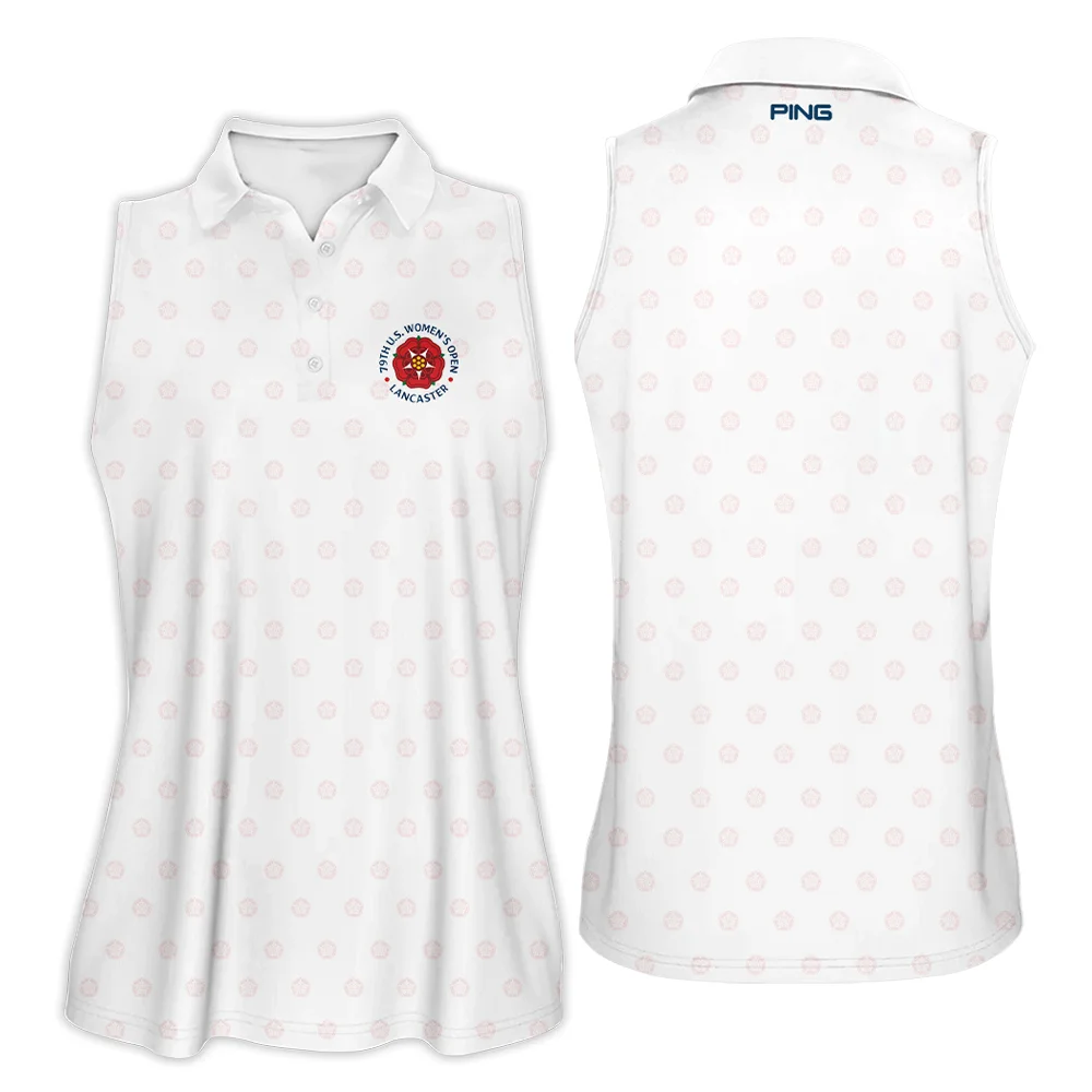 Golf Pattern 79th U.S. Women’s Open Lancaster Ping Sleeveless Polo Shirt White Color All Over Print Sleeveless Polo Shirt For Woman