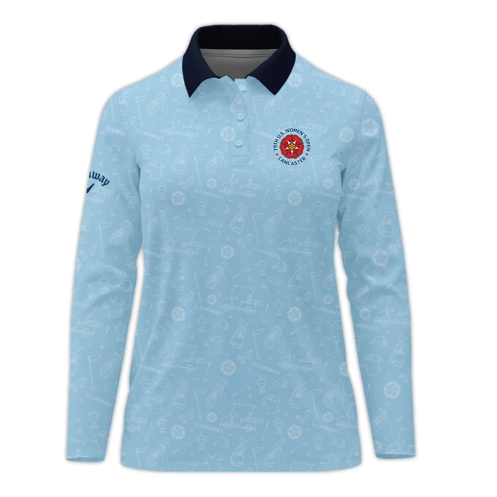 Golf Pattern Blue 79th U.S. Women’s Open Lancaster Callaway Long Polo Shirt Golf Sport All Over Print Long Polo Shirt For Woman