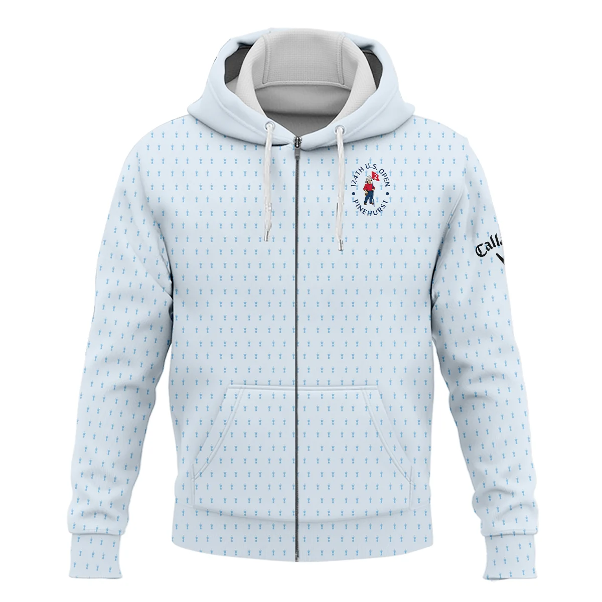 Golf Pattern Cup Light Blue Green 124th U.S. Open Pinehurst Callaway Zipper Hoodie Shirt Style Classic Zipper Hoodie Shirt