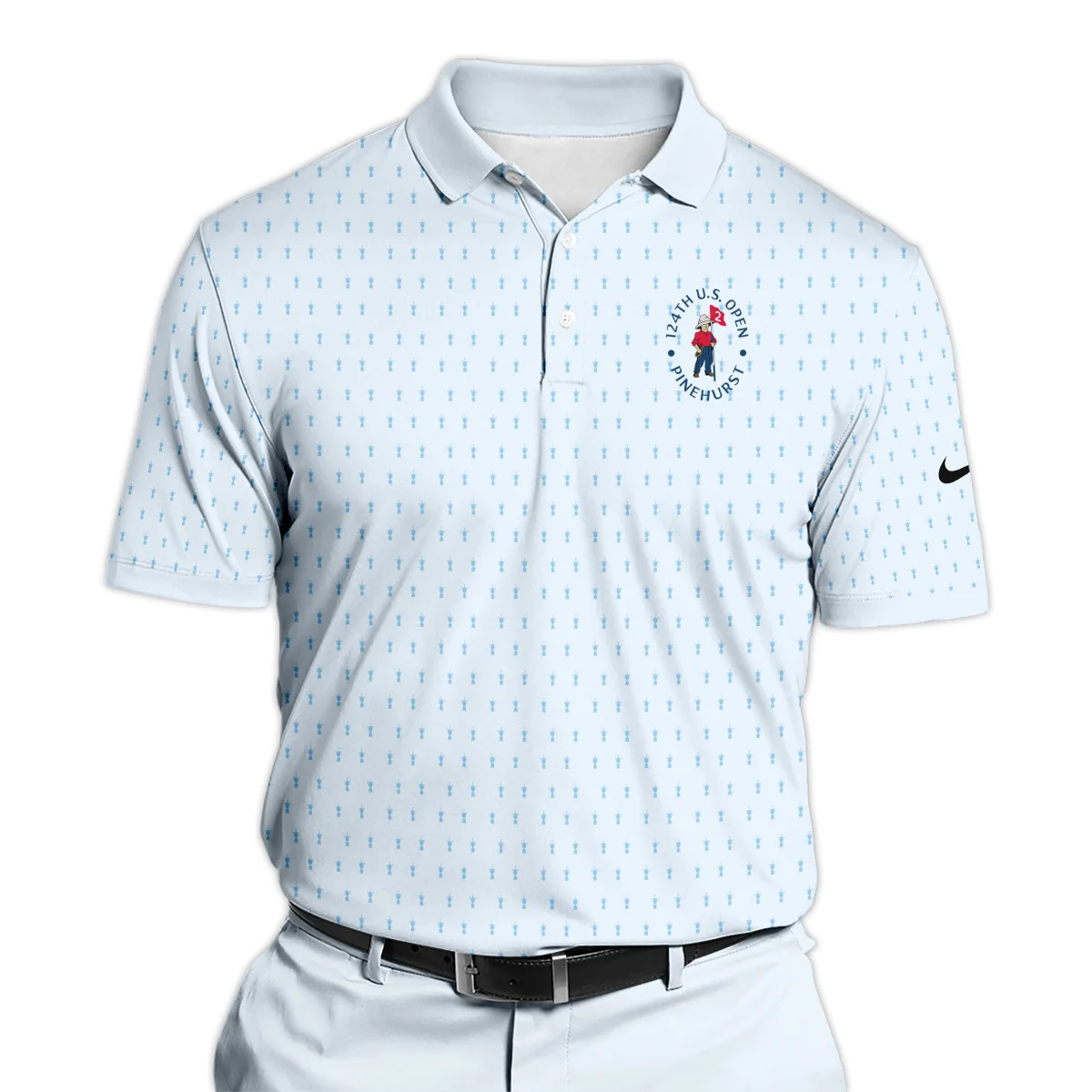 Golf Pattern Cup Light Blue Green 124th U.S. Open Pinehurst Nike Polo Shirt Style Classic Polo Shirt For Men