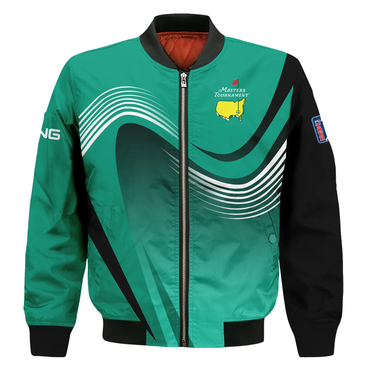 Golf Pattern Cup White Mix Green Masters Tournament Ping Bomber Jacket Style Classic Bomber Jacket