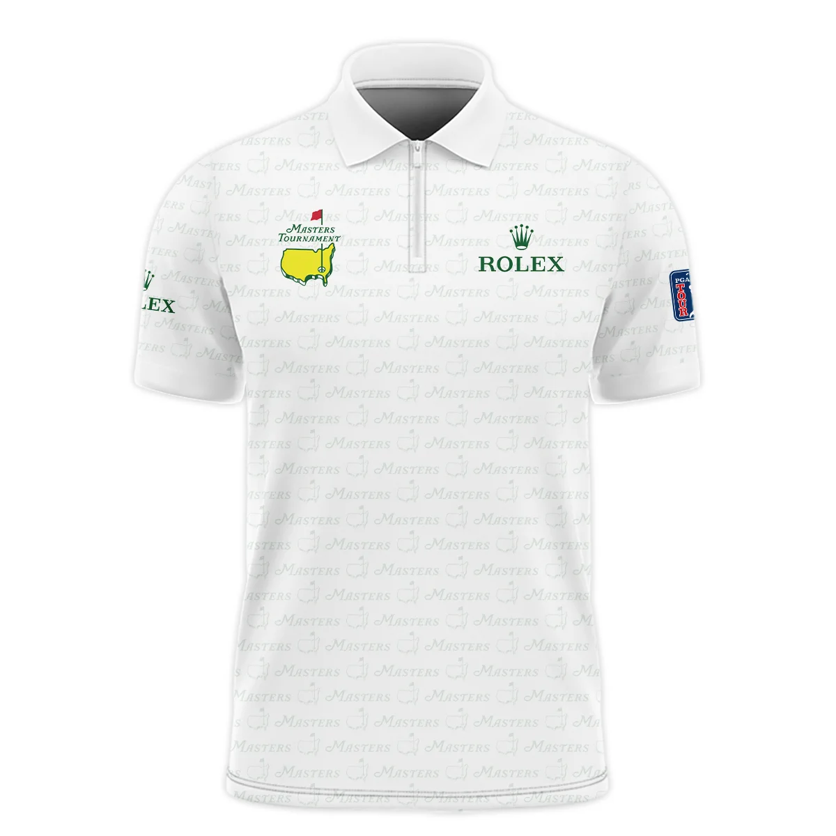 Golf Pattern Cup White Mix Green Masters Tournament Rolex Zipper Polo Shirt Style Classic Zipper Polo Shirt For Men