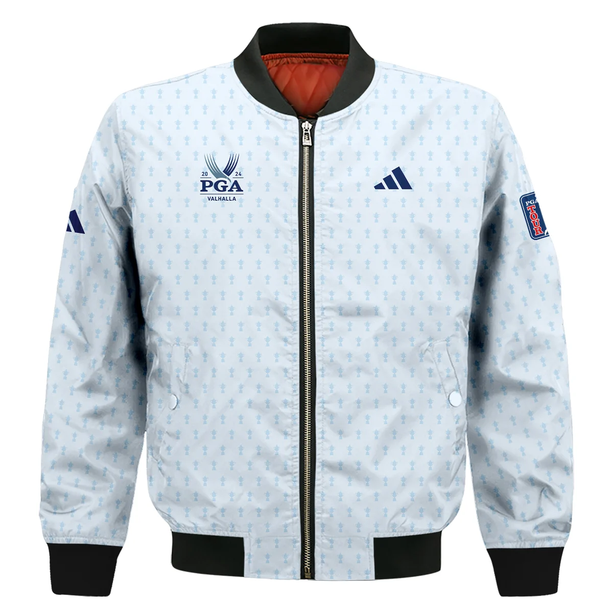 Golf Pattern Cup White Mix Light Blue 2024 PGA Championship Valhalla Adidas Bomber Jacket Style Classic Bomber Jacket