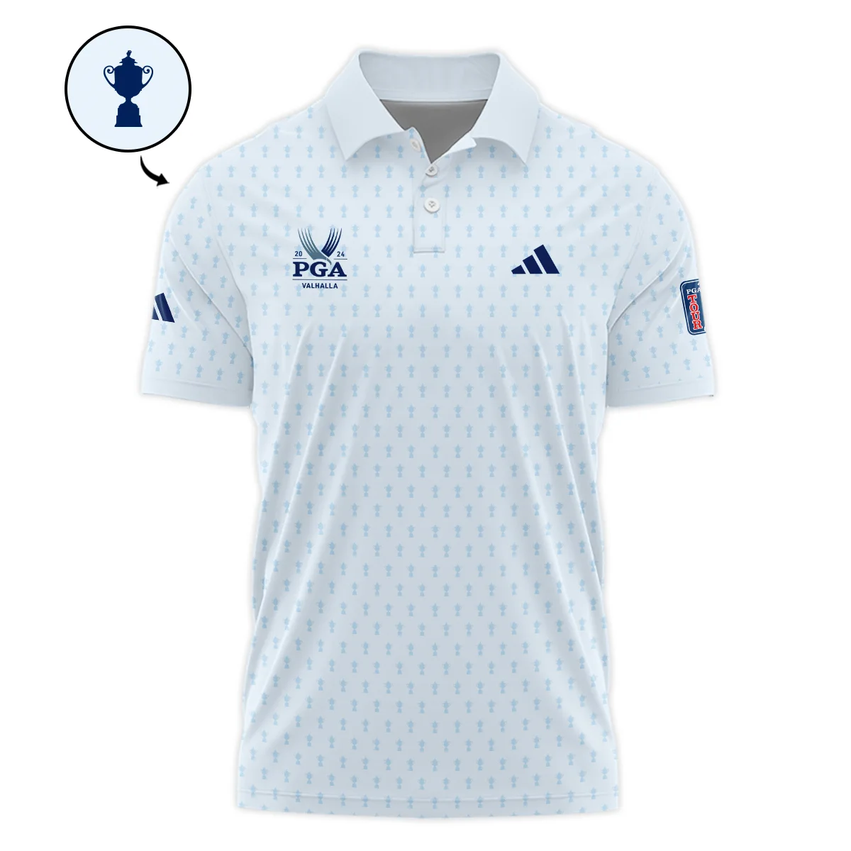 Golf Pattern Cup White Mix Light Blue 2024 PGA Championship Valhalla Adidas Polo Shirt Style Classic Polo Shirt For Men