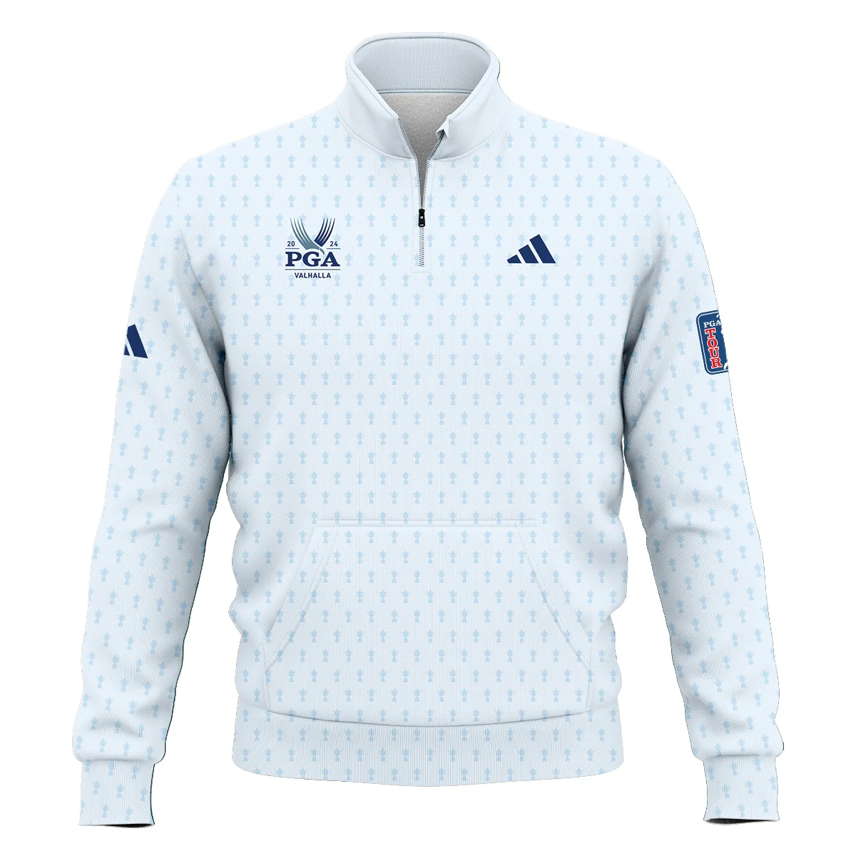 Golf Pattern Cup White Mix Light Blue 2024 PGA Championship Valhalla Adidas Style Classic Quarter Zipped Sweatshirt