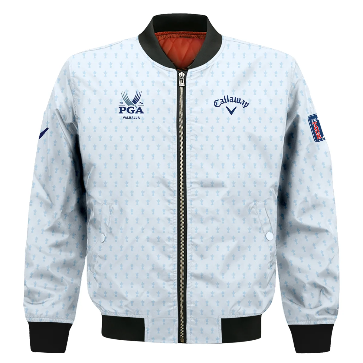 Golf Pattern Cup White Mix Light Blue 2024 PGA Championship Valhalla Callaway Bomber Jacket Style Classic Bomber Jacket