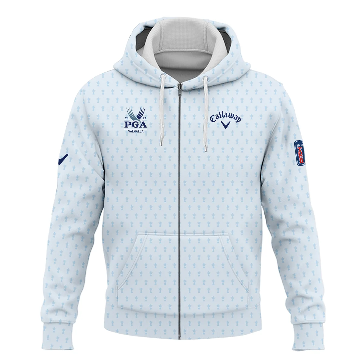 Golf Pattern Cup White Mix Light Blue 2024 PGA Championship Valhalla Callaway Zipper Hoodie Shirt Style Classic Zipper Hoodie Shirt