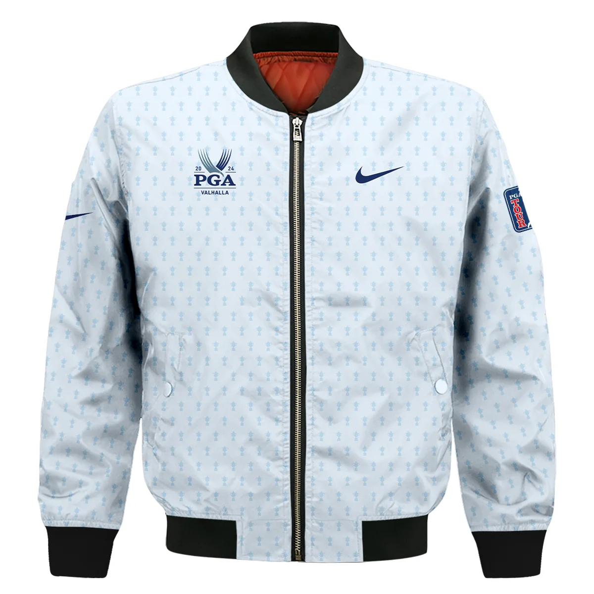 Golf Pattern Cup White Mix Light Blue 2024 PGA Championship Valhalla Nike Bomber Jacket Style Classic Bomber Jacket